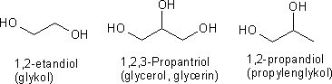 Glykol, Propylenglykol och glycerol